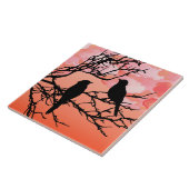 Carreau Oiseaux sur une branche, Noir contre le coucher du (Côté)