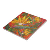 Carreau Oiseaux tropicaux des fleurs de paradis peignant (Côté)