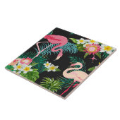Carreau Oiseaux tropicaux Fleurs Flamant rose Paysage aqua (Côté)