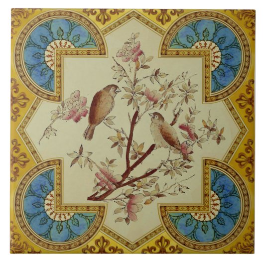 Carreau Oiseaux vernis à main exclusifs de Repro Victorien (Devant)