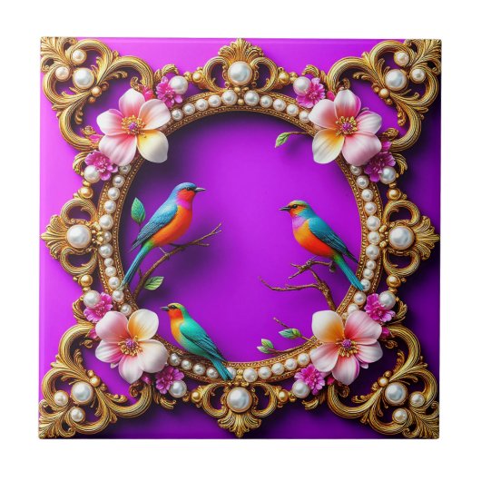 Carreau Oiseaux Vibrants Posés (Devant)