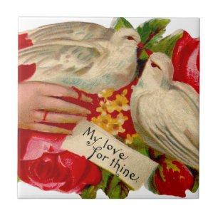 Carreau Oiseaux vintages Victorian Love Dove Art classique