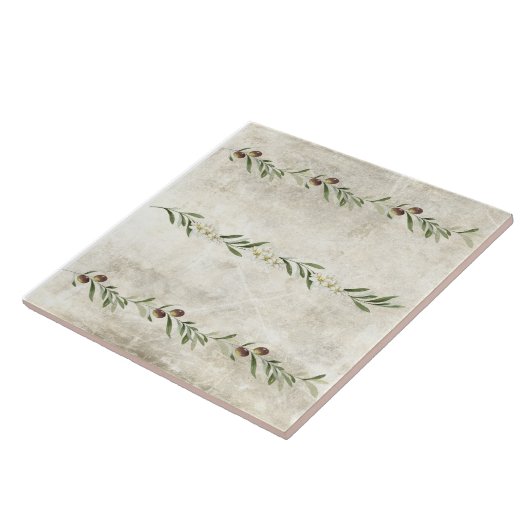 Carreau Olive & Branches Florales Blossoms Rustiques (Côté)