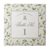 Carreau Olive Martini Green Pattern Wedding Table Number (Devant)