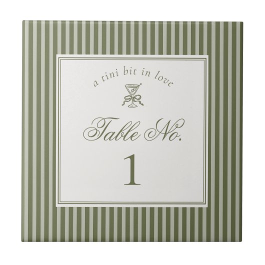 Carreau Olive Martini Old Money Wedding Table Number (Devant)