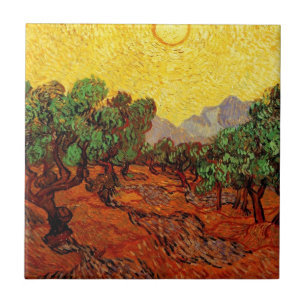 Carreau Olive Trees with Yellow Sky and Sun