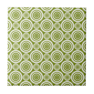 Carreau Olive vert moderne et blanc Motif géométrique