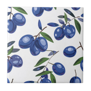 Carreau Olives méditerranéennes bleues et blanches