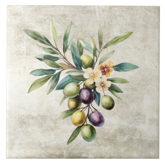 Carreau Olives Rustiques Fleurs de Vigne Texture Fausse (Devant)