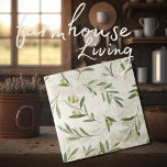 Carreau Olives rustiques Toscane Vintage Aquarelles neutre<br><div class="desc">Aquarelle olives & branches design dans un faux arrière - plan. 100% de satisfaction client avec "Zazzle" tous les jours.</div>