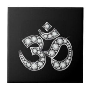 Carreau Om Symbole with "Diamond" Stones