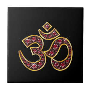Carreau Om Symbole with "Ruby" Stones