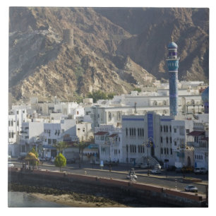 Carreau Oman, Mascate, Mutrah. Bâtiments le long de Mutrah