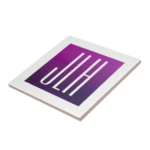 Carreau Ombre Violet & Initiales ou autre Texte Blanc