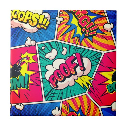 Carreau OMG BOOM Tile - Retro Comic Pop Art Fun! (Devant)