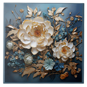 Carreau Or décoratif et bleu turquoise