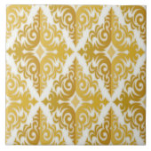 Carreau Or et damassé blanche de papier peint (Devant)
