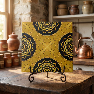 Carreau Or et Noir Géométrique Arabesque Marocain