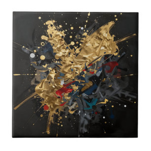 Carreau Or Et Nuit Abstrait Éclaboussure Art Luxueux Moder
