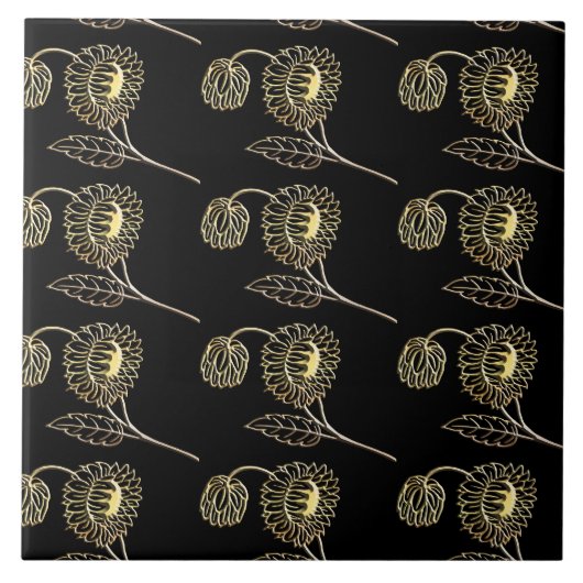 Carreau or et tournesols noirs nature art Motif (Devant)