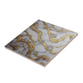 Carreau Or liquide de luxe et design marbre blanc (Côté)