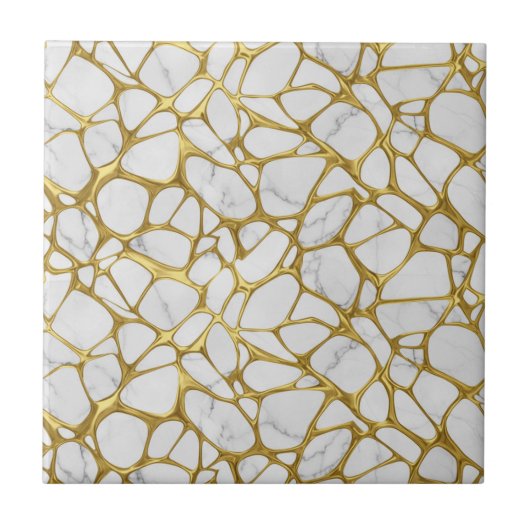 Carreau Or liquide de luxe motif marbre blanc (Devant)