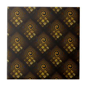Carreau Or Moderne Boho Élégant Motif d'Art Abstrait #502