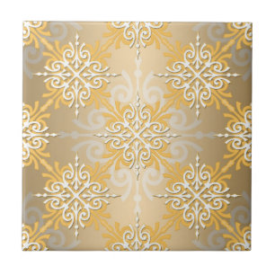 Carreau Or pâle damassé jaune