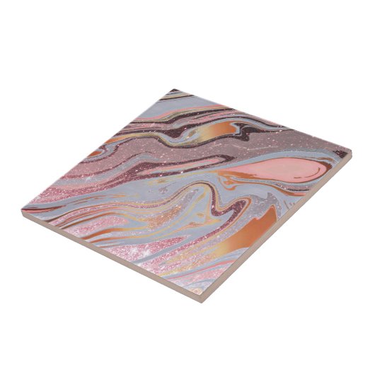 Carreau Or rose pailleté et marbre (Côté)