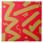 Carreau Or tribal et rouge (Devant)