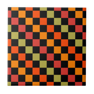 Carreau Orange Black À damiers En vichy Motif