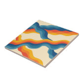 Carreau Orange Bleu Abstrait Rétro Gras Gras (Côté)