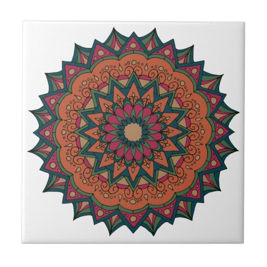 Carreau Orange chaleureux et Mandala rouge (Devant)