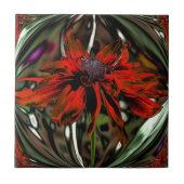Carreau Orange Daisy Floral Abstrait Art Tile (Devant)