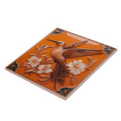 Carreau Orange faux relief Art Nouveau Hummingbird L (Côté)
