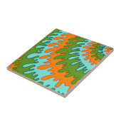 Carreau Orange Green Liquid Drip Abstrait Stripe Bold (Côté)