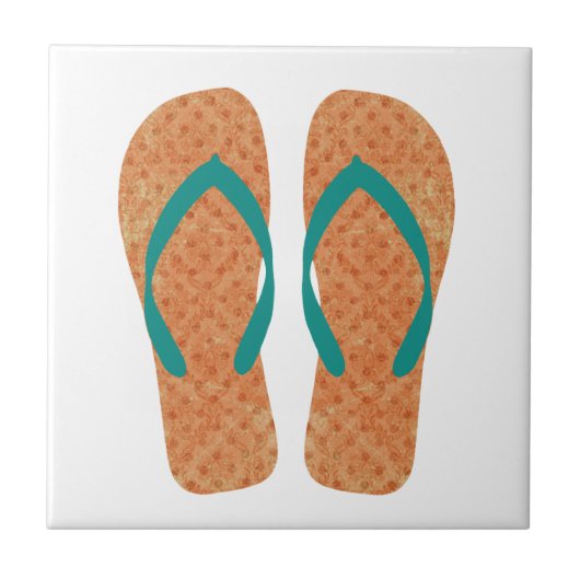 Carreau Orange Green Summer Beach Flip Flops Carrelage cér (Devant)