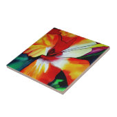 Carreau Orange Hibiscus fleurs tropicales aquarelle art (Côté)