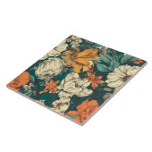 Carreau Orange, jaune et vert joliment fleuri (Côté)