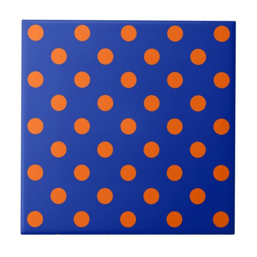 Carreau Orange On Blue Polka Dots Pattern Design  (Devant)