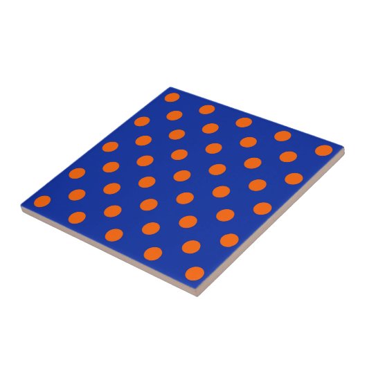 Carreau Orange On Blue Polka Dots Pattern Design  (Côté)
