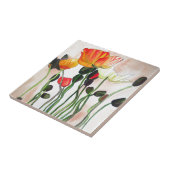 Carreau Orange Populaires fleurs aquarelle peinture (Côté)