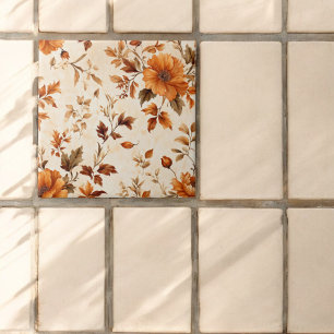 Carreau Orange profonde Vintage Floral Motif d'automne