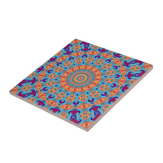 Carreau orange purple blue mandala pattern (Côté)