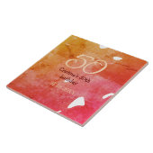 Carreau Orange rouge 50 anniversaire ajouter nom date p (Côté)