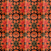 Carreau Orange rouge noir ethnique Arabesque Boho Chic