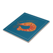 Carreau Orange Shrimp Seafood Illustration Tile (Côté)