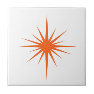 Carreau Orange Starburst atomique moderne du milieu du siè