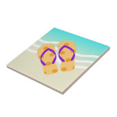 Carreau Orange Summer Beach Vagues Flip Flops (Côté)