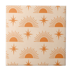 Carreau Orange Sunshine avec étoiles en explosion de milie